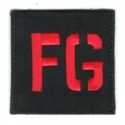Medical Alert Red Black Custom Initials FG Patch Fits For VELCRO® BRAND Fastener