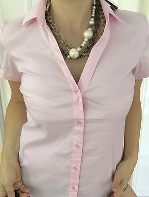 SPORTSCRAFT WOMENS TOP CUP SLEEVE PINK STRETCHY Cotton Blend Tailored NWT SZ 12
