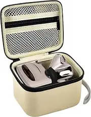 Case for Skull Shaver Electric Pitbull Pro Razor, Hard Travel Rotary Men Head Shavers Beard Trimmer Storage Carrying Box with Zipper Mesh Pocket for Men's Gold Pro Mustache Grooming Kit, Beige-Only