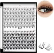 Bodermincer False Eyelash, 240pcs C Curl 10D/20D Cluster, Mixed 14/15/16/17/18mm and Under Eyelashes, Individual, Black, Biodegradable