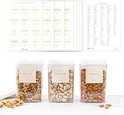 Oliver + Tom Pantry and Organising Tub Labels Set for Kitchen Storage and Organisation, Vinyl Stickers for Food Containers, Water & Oilproof, Soap Resistant Labels, Designed by Aussie Mum, 228 Labels