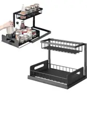 Kitchen Spice Rack - Pull Out Spice Rack for Kitchen Cabinet under sink organize