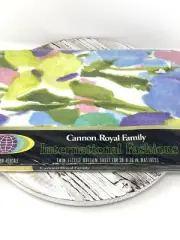 Vtg New Cannon Royal Family Twin Fitted Bed Sheet Tulip Sunday Sky Blue NOS