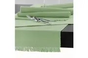 Cotton Ribbed Table Runner Reed Green by Hoydu