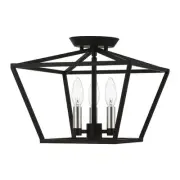 Devone - 3 Light Square Semi-Flush Mount In Transitional Style-10.75 Inches Tall