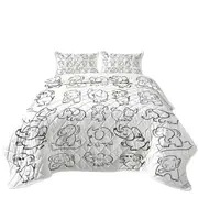 Elephant Drawing Pattern Coverlet