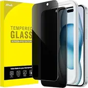 JETech Privacy Screen Protector for iPhone 15 Plus 6.7-Inch, Anti-Spy Tempered Glass Film with Easy Installation Tool, 2-Pack