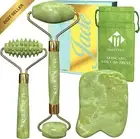 Jade Roller & Gua Sha Set Anti-Aging Facial Massager for Wrinkles Lifting