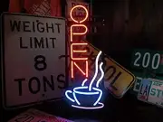 Cafe Coffee Open 17" Neon Sign Lamp Light Shop Show Bar With Dimmer