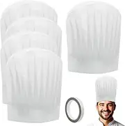 [GGOUPTY] Disposable Chef Hats 30Pcs White Chef Hat for Kids Adults Adjustable Baker Hat Cooking Cap for Cooking Baking Party Arts Crafts