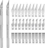 2 Handles and 30 Spare Blades - Precision Carving Craft Knife Kit Stainless Steel Hobby Knives for DIY Art Work Cutting, Scrapbooking,Stencil, Paper Cutter, Model Making