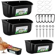 LxcshLjx 3Pcs Chicken Feeder Troughs, Goat Feed Trough, Hanging Fence Feed Trough with Clips Screws, Poultry Feeder Water Troughs, Versatile Feeding Container Supplies for Livestock Duck Sheep Goose