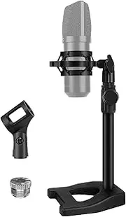 InnoGear Desktop Microphone Stand, Mic Stand Desk Table with Weighted Base Shock Mount Mic Clip 3/8" to 5/8" Adapter Adjustable Height for Hyper X QuadCast Fifine K669B AT2020 Shure SM58 PGA48