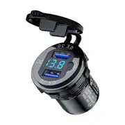 1x Dual USB QC3.0 12V-24V Fast Car Charger Socket Outlet Plug Truck Boat Adpater