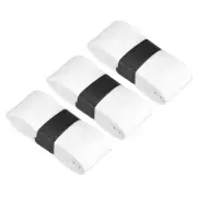 3Pcs PU Tennis Racket Grip Tape Racquet Overgrip Flat Adhesive, White