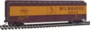 WALTHERS TRAINLINE MILWAUKEE ROAD BOXCAR Ready to Run RED / YELLOW NIB