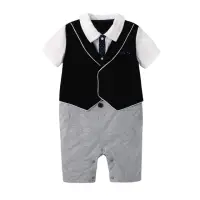 在飛比找momo購物網優惠-【baby童衣】任選 短袖紳士背心假三件連身衣 60356(