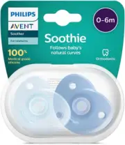 SCF099/21 Soothie Heart Pacifiers for 0-6 Months Babies, Blue (Pack of 2)