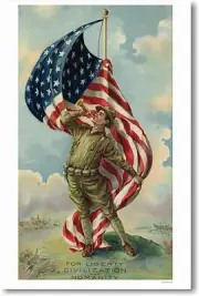 For Liberty Civilization & Humanity - NEW Vintage WWI Patriotic Flag POSTER