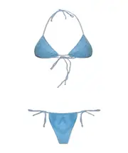 Oséree Lumière Glitter Tied Bikini Set XL,L Blue