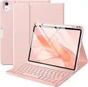 iPad Air 4th 5th Generation Case with Keyboard 10.9 Inch, Folio Keyboard Cover with Pencil Holder for iPad Air 5th Gen 2022/Air 4th Gen 2020, Detachable Backlit Keyboard, Pink