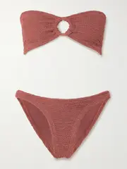 [Hunza G] Hunza G - Gloria Metallic Seersucker Bikini - Red - Beachwear One Size Beachwear One Size Red