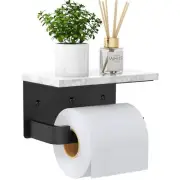 Toilet Paper Holder with Shelf Extended Base Wall Mounted Marble Toilet Roll ...