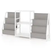 Costway Vinyl Storage Record Player Stand w/6 Storage Pockets & Metal Frame White