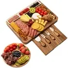 Board Wooden Serving Cheese And Knife Set Large Acacia Charcuterie Perfect Plate