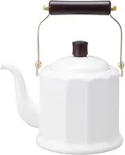 Nodahoro RCL-50KW Enameled Kettle, 0.6 gal (2.0 L), Gas Fire/Induction Compatible, Made in Japan, Royal Classic, White