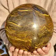 31LB Large Natural Tiger's Eye Ball Quartz Crystal Sphere Gem Healing Décor