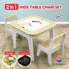 Kids Table and Chair Set Chalkboard Drawing Activity Desk Toy Storage Game Play