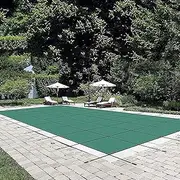 Happybuy Pool Safety Cover 20x40ft Rectangle Inground Safety Pool Cover Green Mesh Solid Pool Safety Cover for Swimming Pool Winter Safety Cover
