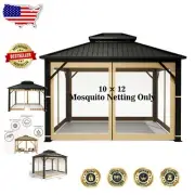 Lightweight 10x12 Gazebo Replacement Netting - Durable with Double-Sided Zippers
