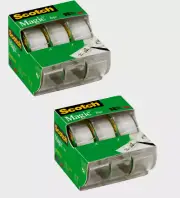 6 Pack Scotch Clear MAGIC TAPE Matte Finish Invisible 3/4" W x 300" L 3105