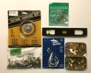 Lot of Assorted Hardware Nails Brackets Picture Hanging Suction Hooks Wire Level
