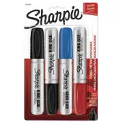 4 COUNT SHARPIE PRO KING SIZE PERMANENT MARKER, 2 BLACK, 1 BLUE, 1 RED