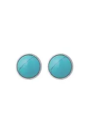 Dimple Stone Sterling Silver Earrings--NAJ-E5185