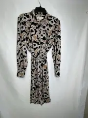 TWRHLL by Christie Brinkley LS Shirt Dress w/Belt black floral NWT sz PXL