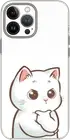 White Cat Confused Thinker Cute Pet Case Cover Silicone / Shockproof / MagSafe