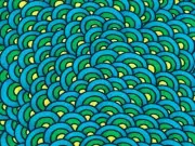 Fabric Peacock Feather Geo on Turquoise cotton QT Yard 7635-Q