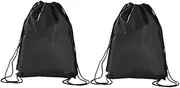 BESTYASH 6PCS Non Woven Drawstring Backpack Lightweight Storage Pouch for Gym Sports Yoga Travel Sturdy Multipurpose Drawstring Bags Black