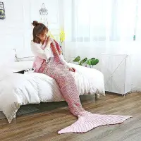 在飛比找Yahoo!奇摩拍賣優惠-【現貨】美人魚尾毛毯魚尾巴毯子秋冬沙發毯針織休閑毯人魚毯午睡
