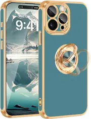 iPhone 15 Pro Case[with 360Ring Holder Stand][Support Magnetic Car Mount ] Case for Women Girly Boys Slim Thin Shockproof Phone Cover Case,Gray