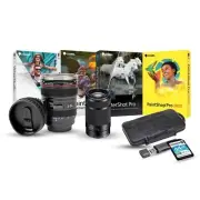 Sony 55-210mm Telephoto Lens with 64GB Memory Card Editing Software Bundle