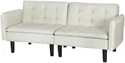 Artiss Sofa Bed Lounge Futon Couch Bed Adjustable Tufted 3 Seater Fabric Beige