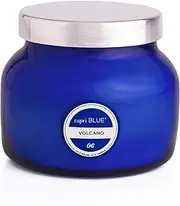 [Capri Blue] Volcano Blue Petie Jar Candle - Glass With Soy Wax Blend - Luxury Aromatherapy - Tropical Fruits & Sugared Citrus Scent (8 oz)