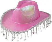 [Generic] Women's Sparkly Stylish Cowboy Hats Sequin Tassel Western Style Cowgirl Hats for Stage Performances Or Birthday Party