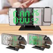 Projection Alarm Clock with 180°Rotatable Projector 4Level Dimmable-Mirror·Clock