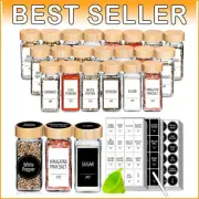 Premium Spice Jar Set with Bamboo Lids, Silicone Funnel & 547 Spice Labels